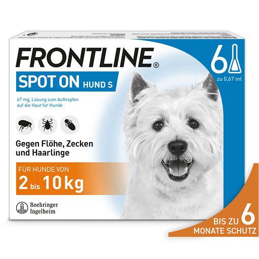 FRONTLINE SPOT-ON gegen Zecken, Flöhe und Haarlinge für Hunde S (2-10 kg)