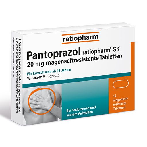 Pantoprazol-ratiopharm® SK 20 mg magensaftresistente Tabletten bei Sodbrennen