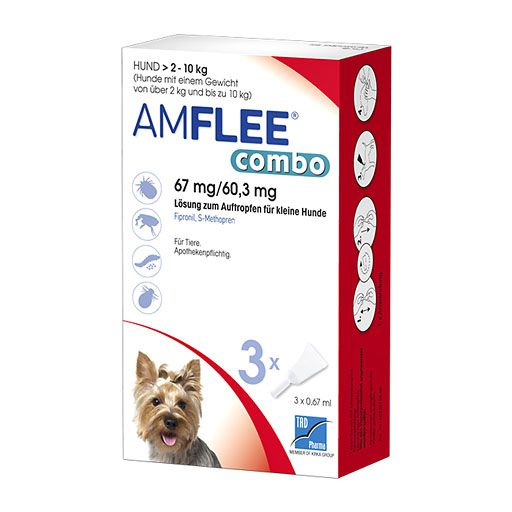 AMFLEE combo geg. Zecken, Flöhe (+Eier+Larven) für kl. Hunde (5-10 kg)