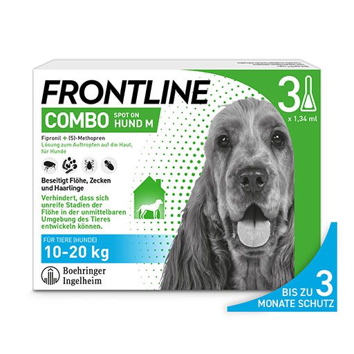 FRONTLINE COMBO® gegen Zecken, Flöhe (Flöhe, Eier, Larven, Puppen) bei Hunden M (10-20Kg)